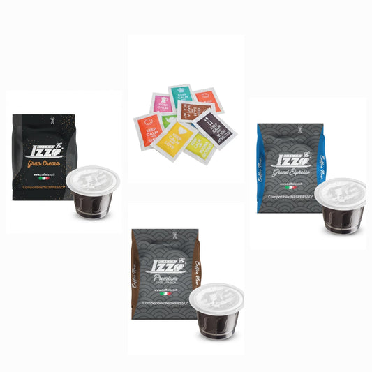 Caffè Izzo Probierset (30 Kapseln) inklusive Zuckerbeuteln Nespresso®-kompatibel